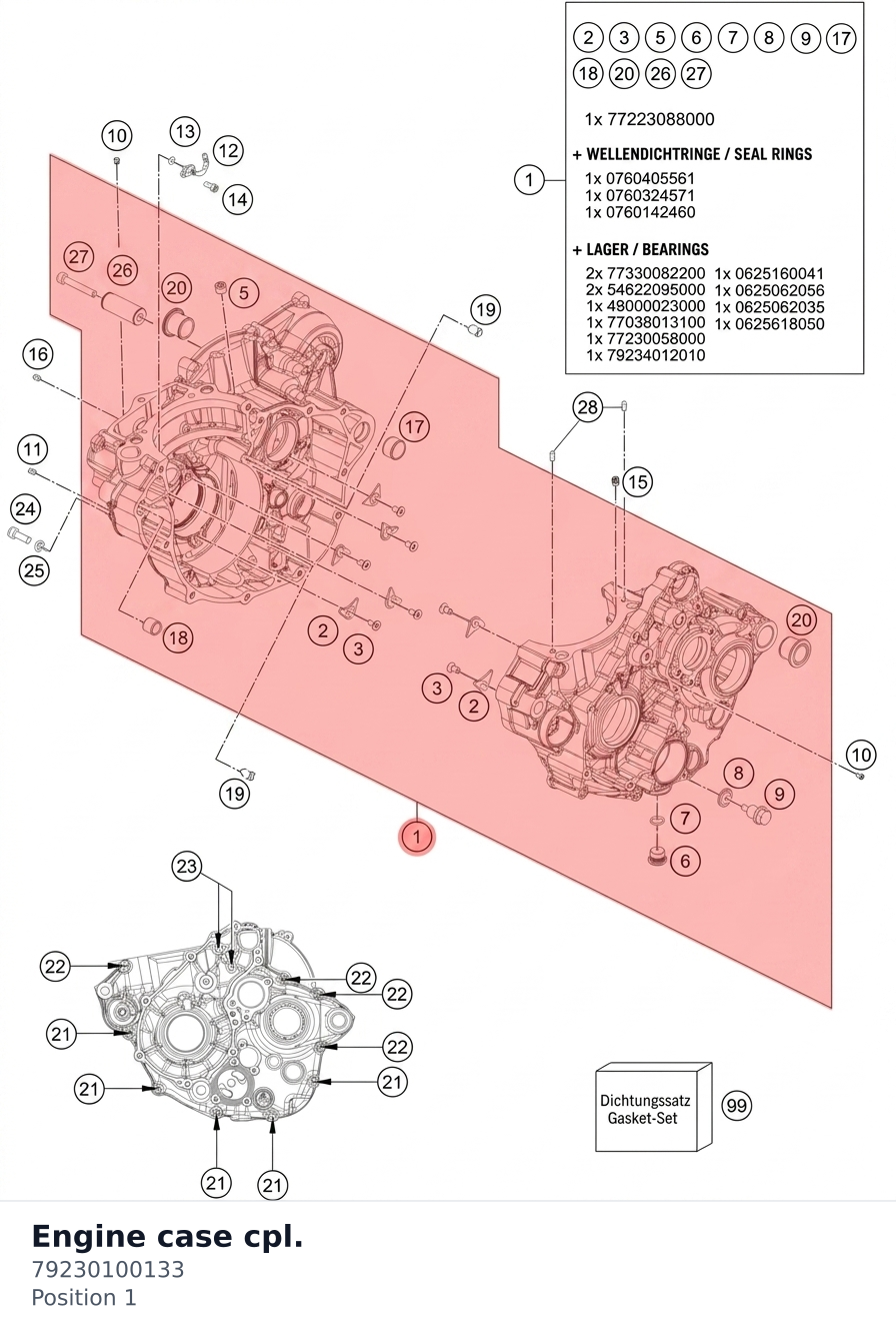 Diagram preview: Engine case cpl. (79230100133)