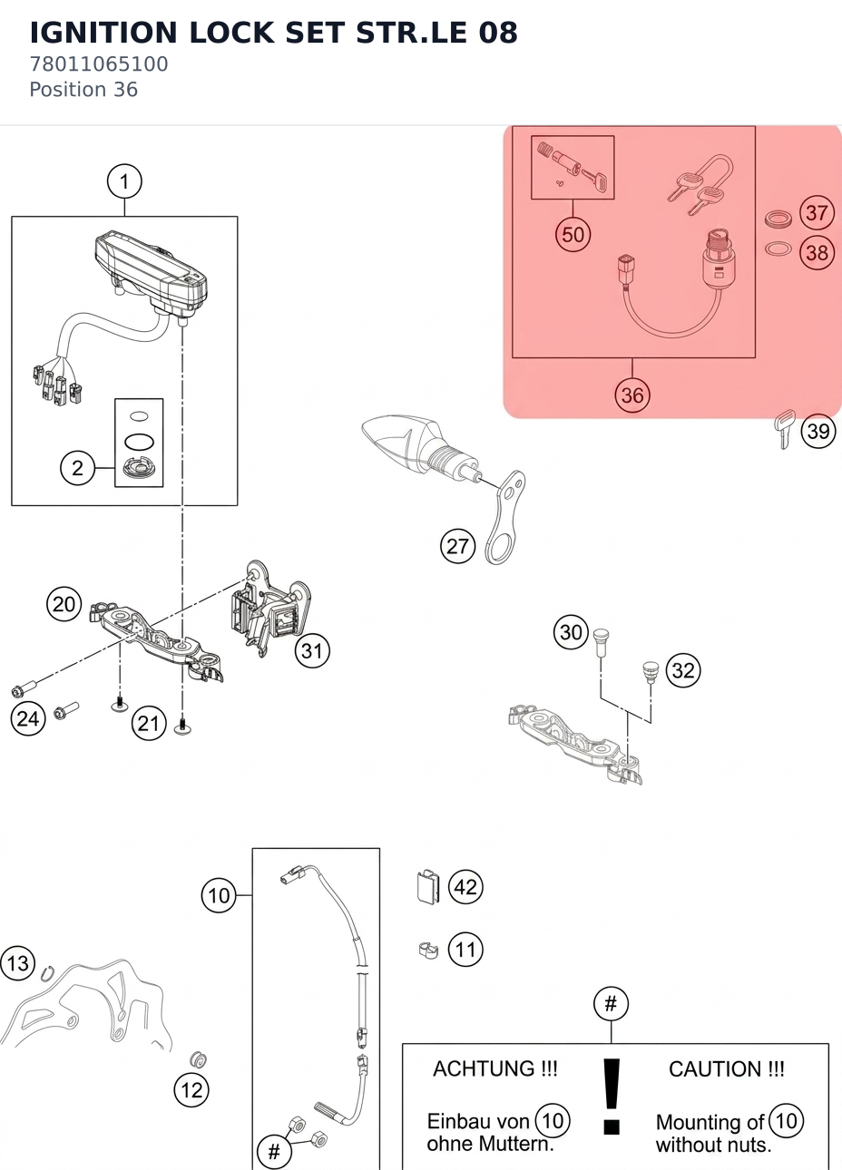 Diagram preview: IGNITION LOCK SET STR.LE 08 (78011065100)
