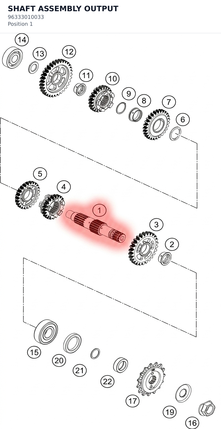 Diagram preview: SHAFT ASSEMBLY OUTPUT (96333010033)
