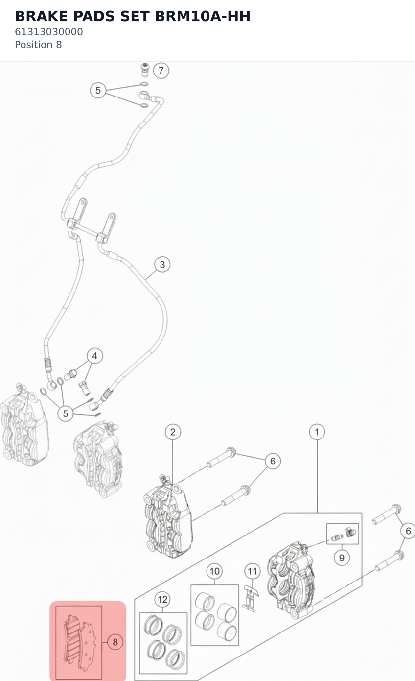 Diagram preview: BRAKE PADS SET BRM10A-HH (61313030000)