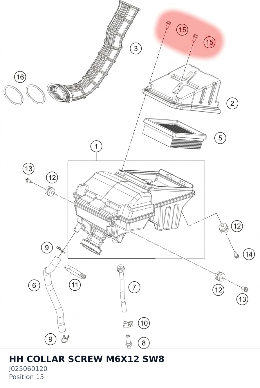 Diagram preview: HH COLLAR SCREW M6X12 SW8 (J025060120)