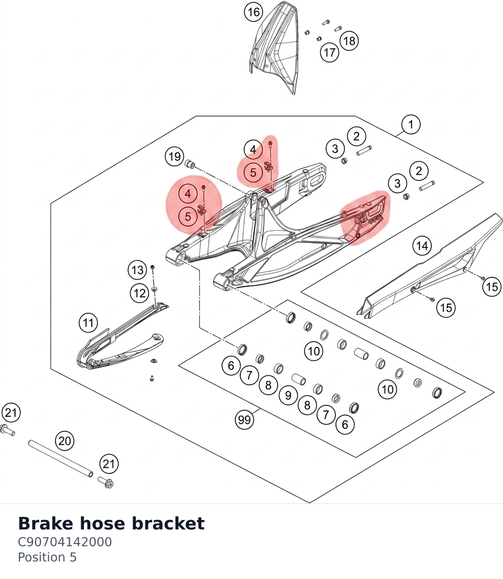 Diagram preview: Brake hose bracket (C90704142000)