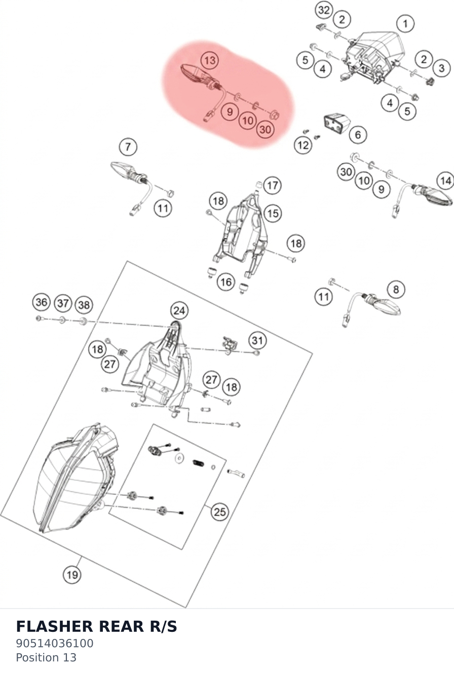 Diagram preview: FLASHER REAR R/S (90514036100)
