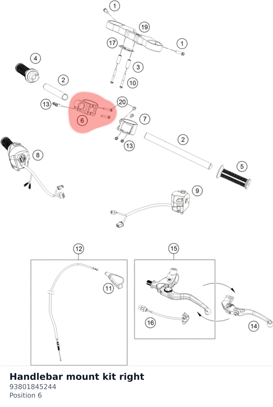 Diagram preview: Handlebar mount kit right (93801845244)