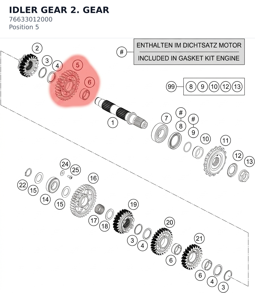Diagram preview: IDLER GEAR 2. GEAR (76633012000)