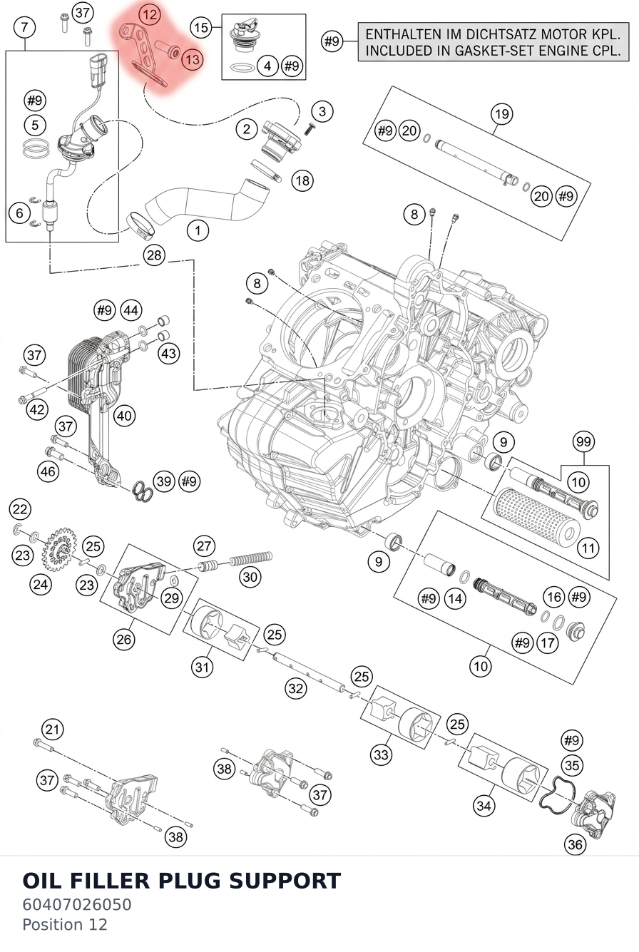 Diagram preview: OIL FILLER PLUG SUPPORT (60407026050)