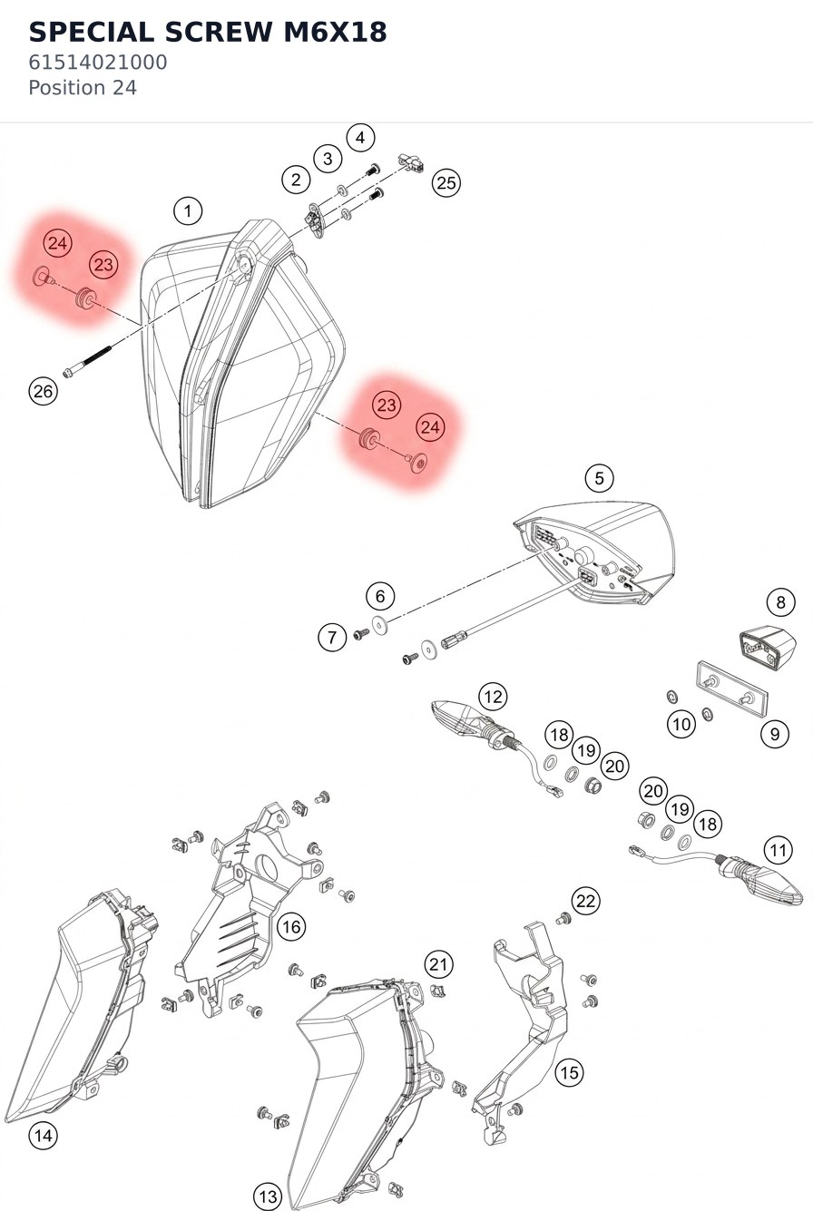 Diagram preview: SPECIAL SCREW M6X18 (61514021000)