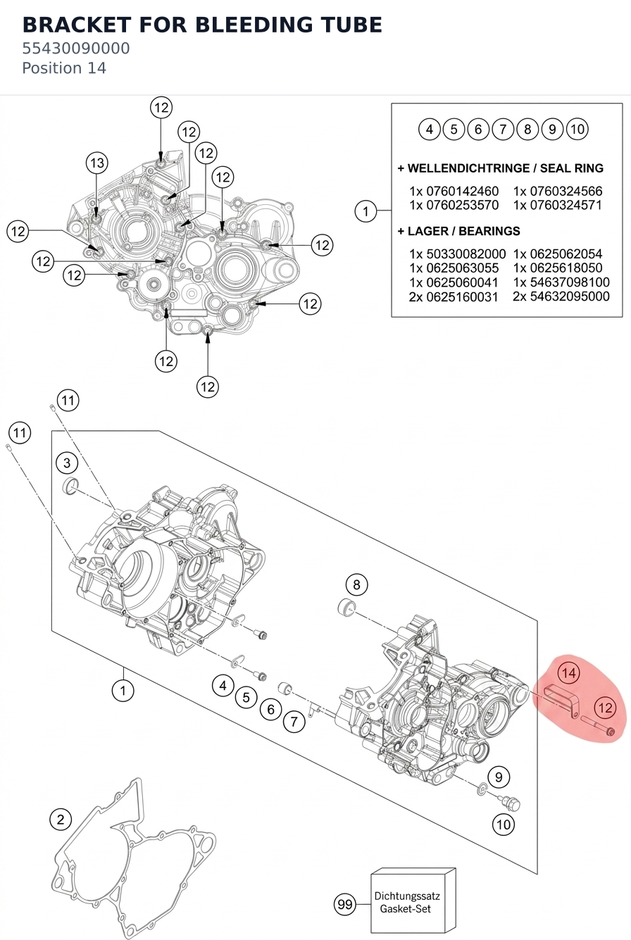 Diagram preview: BRACKET FOR BLEEDING TUBE (55430090000)
