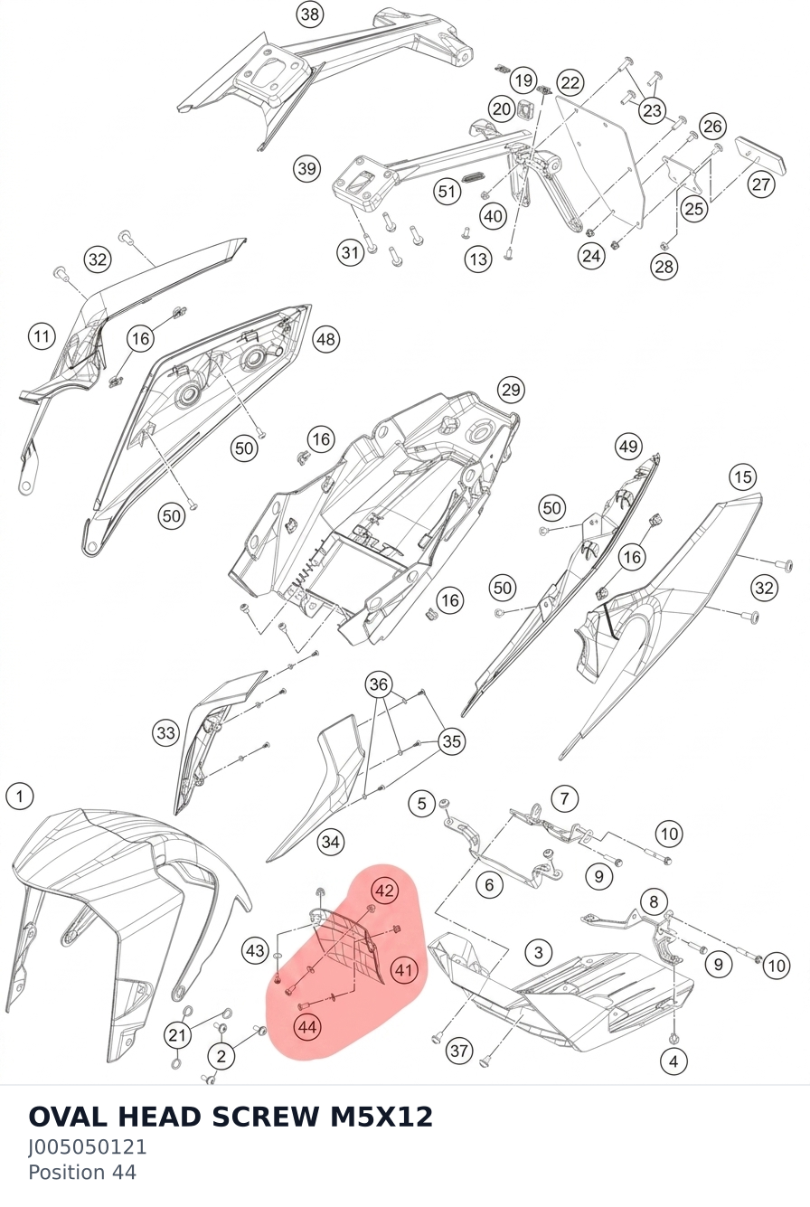 Diagram preview: OVAL HEAD SCREW M5X12 (J005050121)