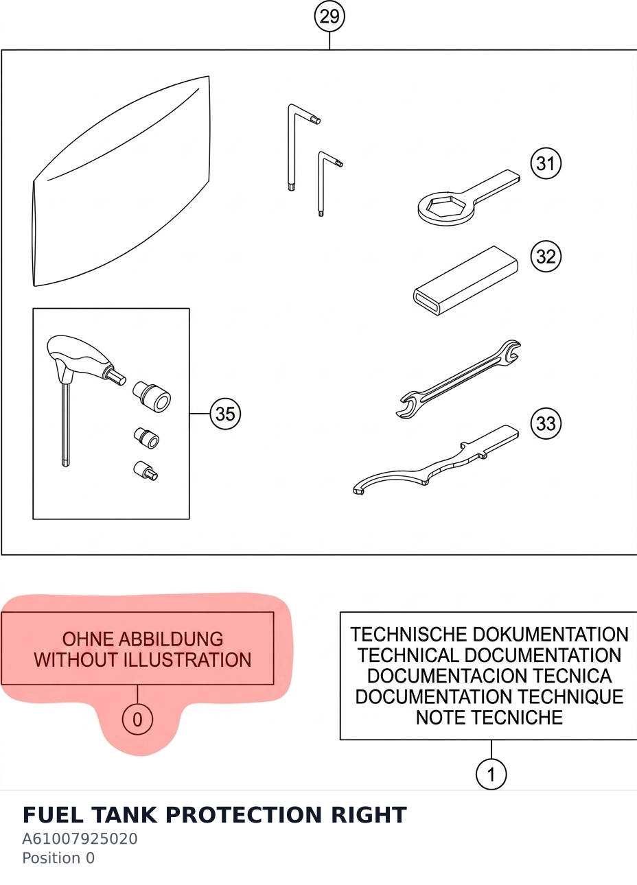 Diagram preview: FUEL TANK PROTECTION RIGHT (A61007925020)