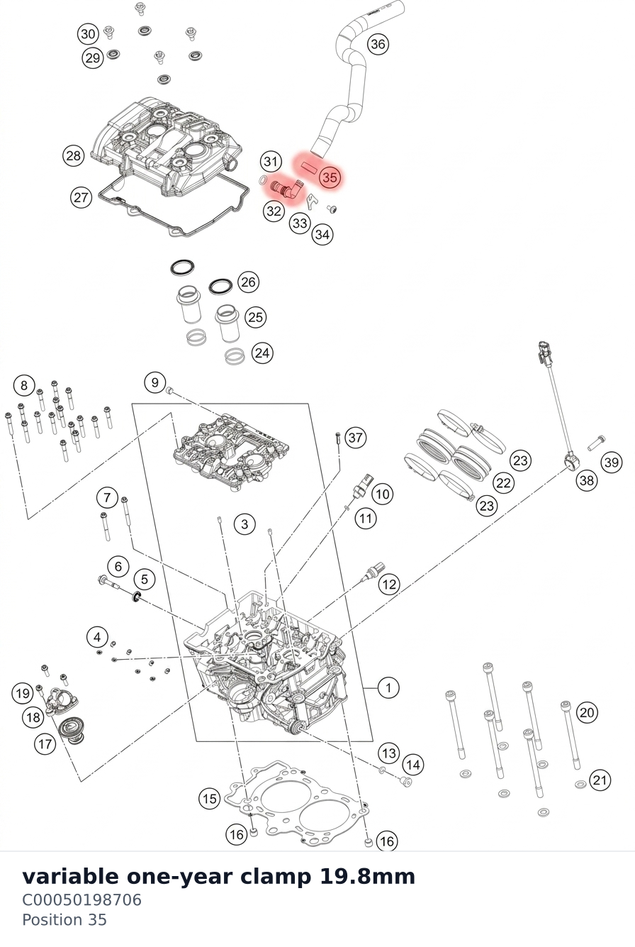 Diagram preview: variable one-year clamp 19.8mm (C00050198706)