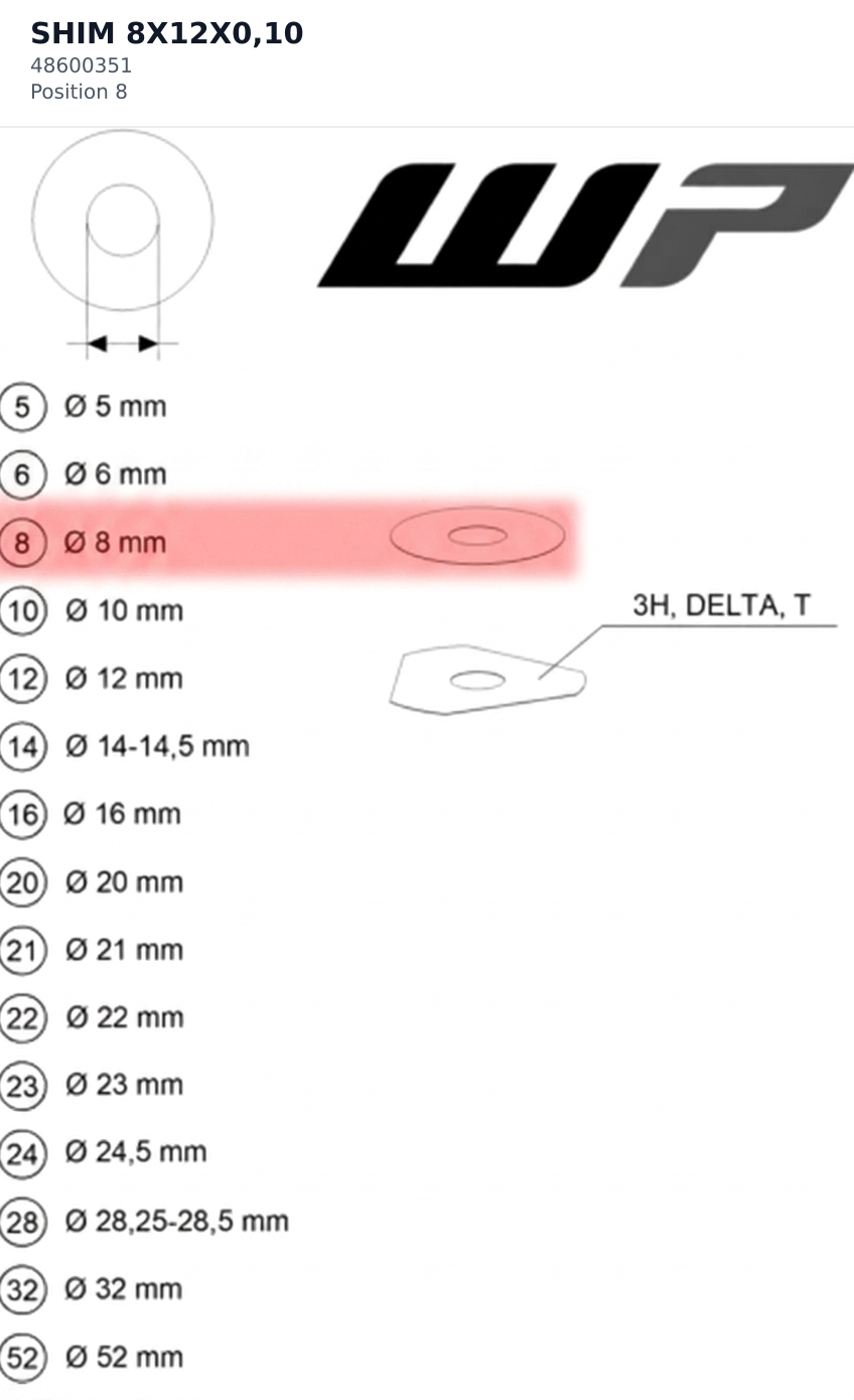 Diagram preview: SHIM 8X12X0,10 (48600351)