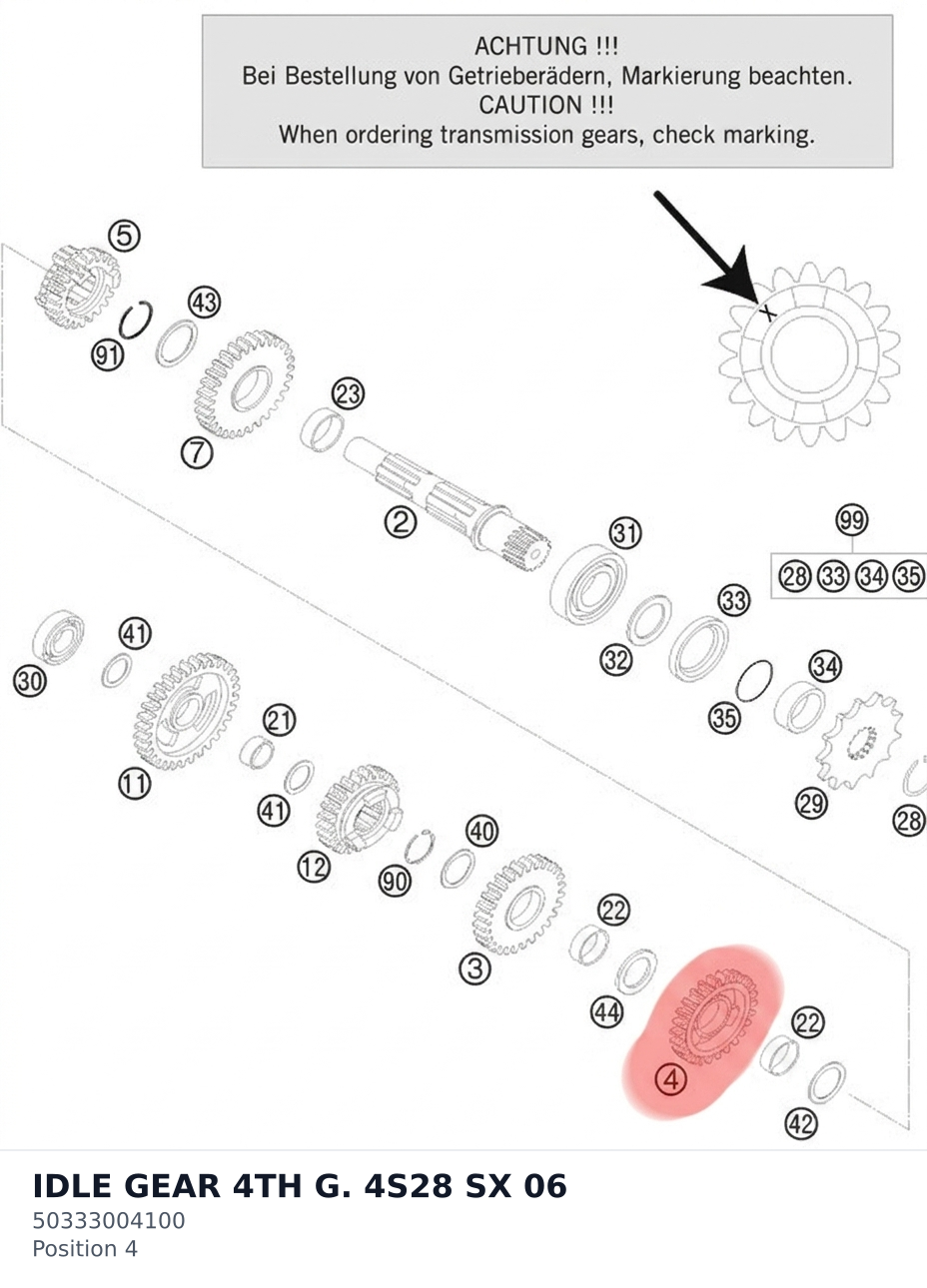 Diagram preview: IDLE GEAR 4TH G. 4S28 SX 06 (50333004100)