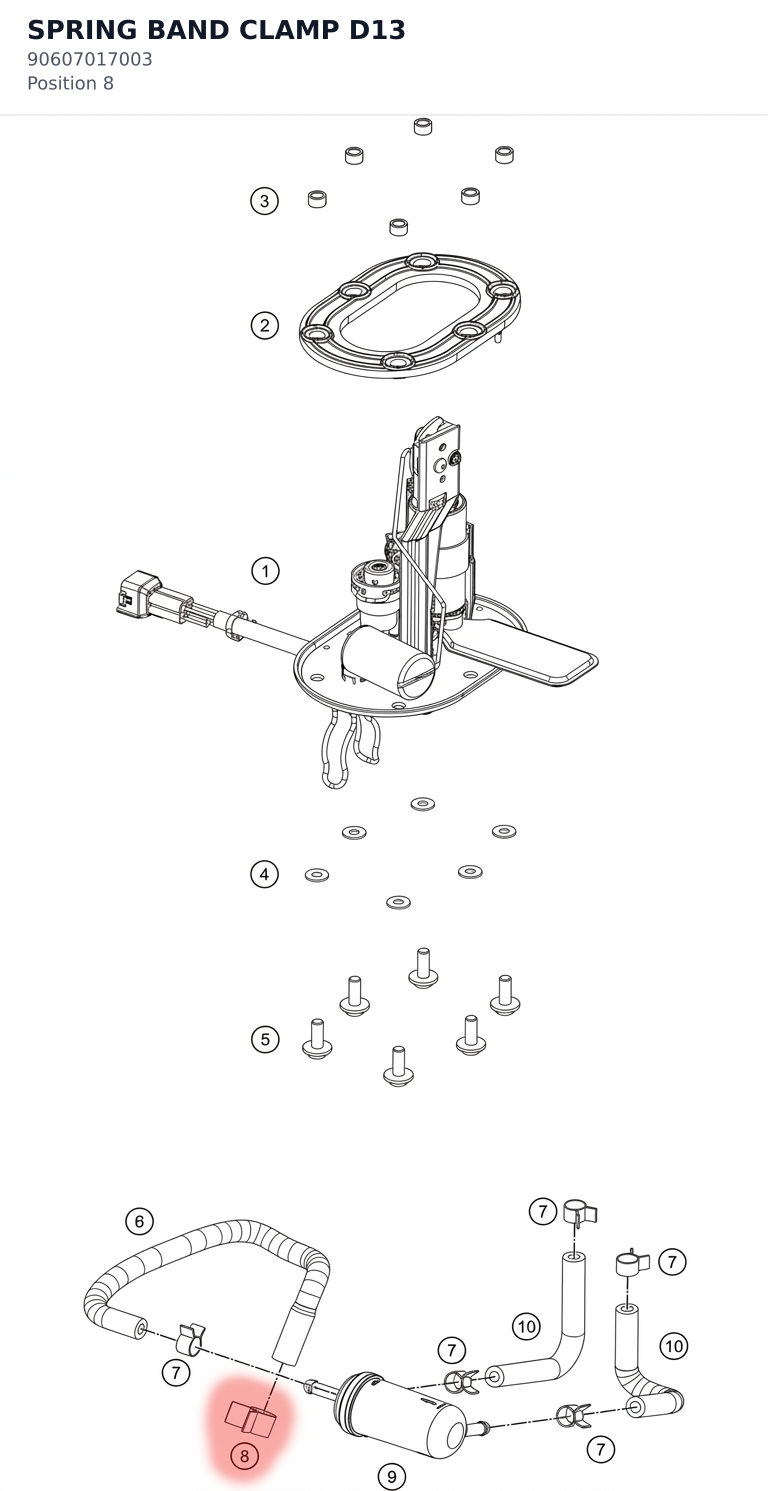 Diagram preview: SPRING BAND CLAMP D13 (90607017003)