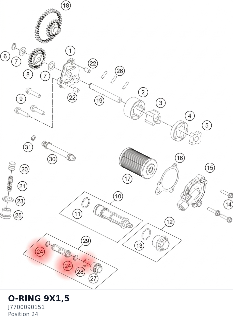 Diagram preview: O-RING 9X1,5 (J7700090151)