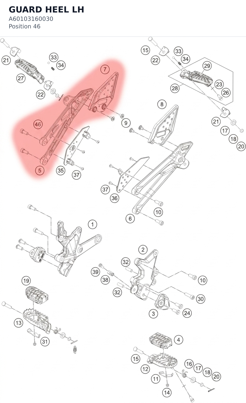 Diagram preview: GUARD HEEL LH (A60103160030)