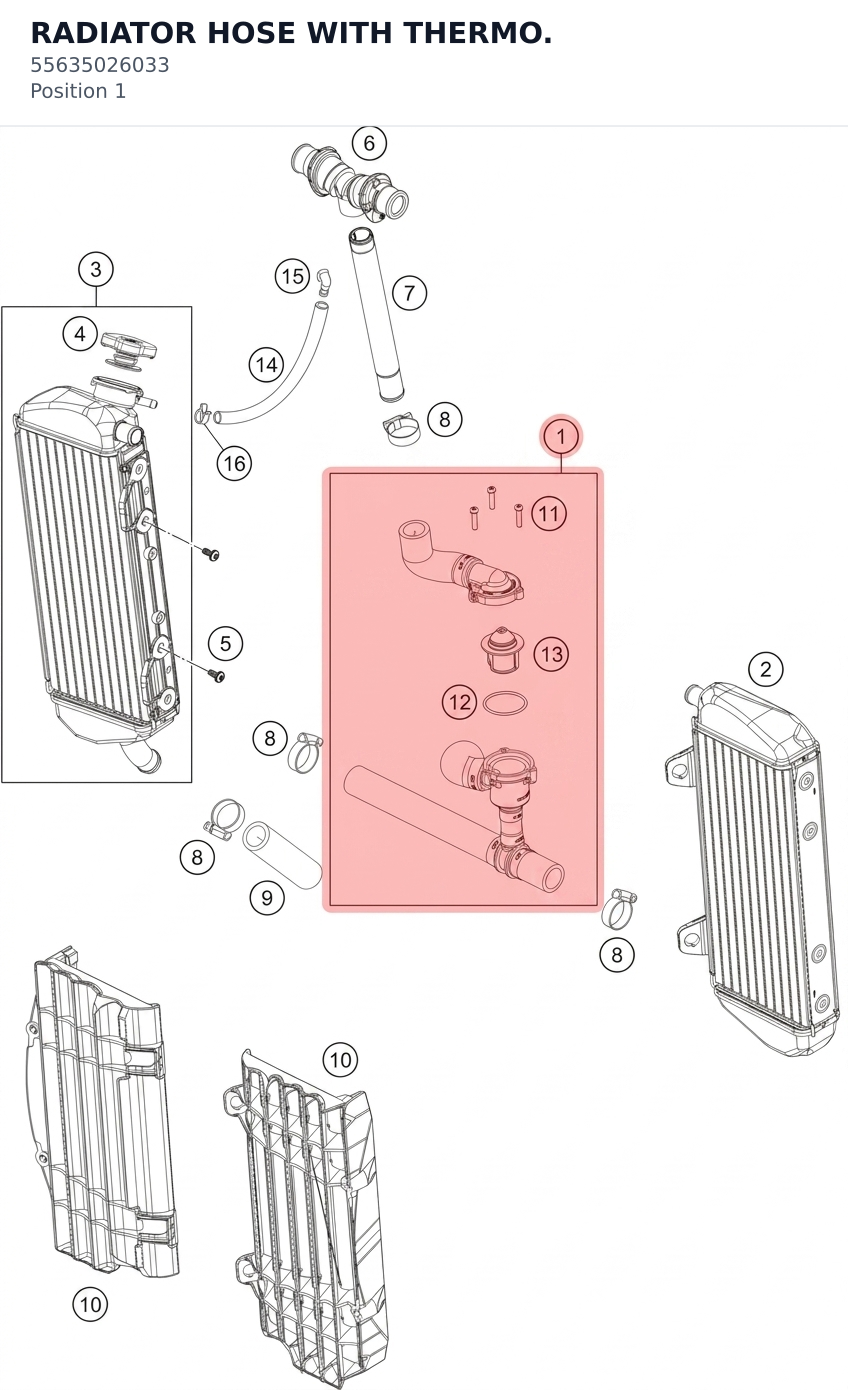 Diagram preview: RADIATOR HOSE WITH THERMO. (55635026033)