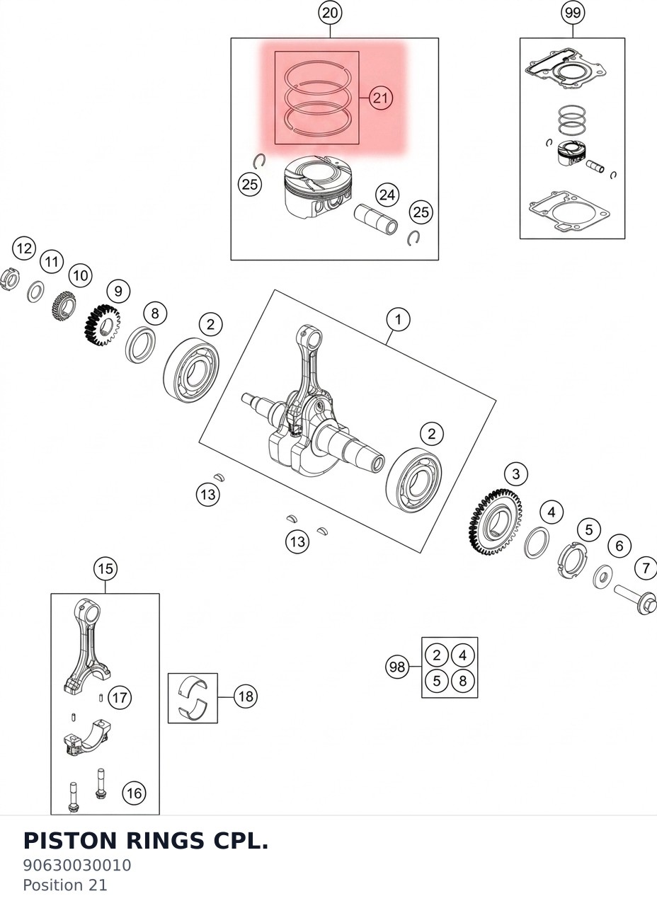 Diagram preview: PISTON RINGS CPL. (90630030010)