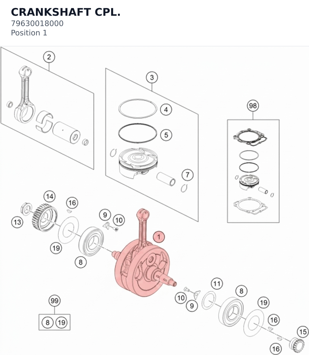 Diagram preview: CRANKSHAFT CPL. (79630018000)