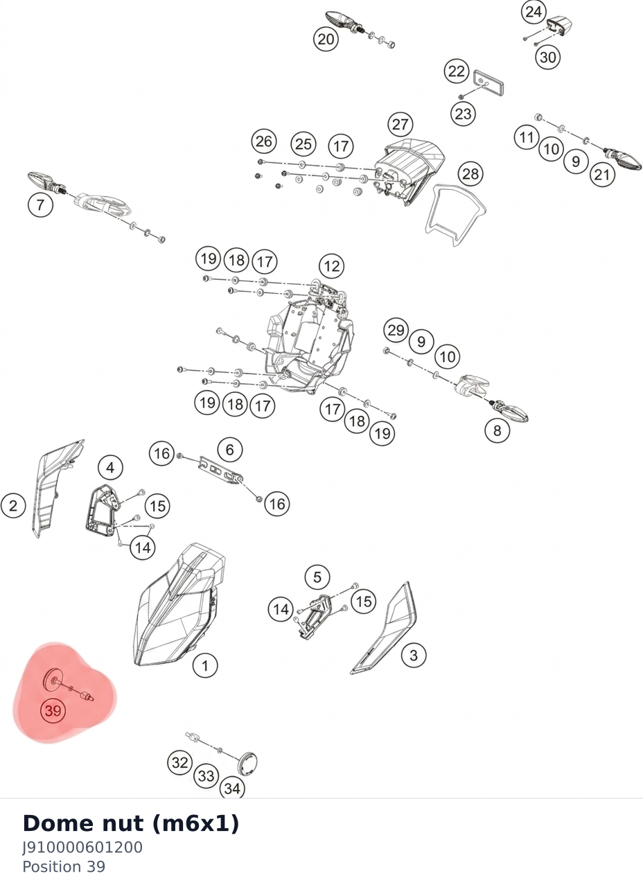Diagram preview: Dome nut (m6x1) (J910000601200)