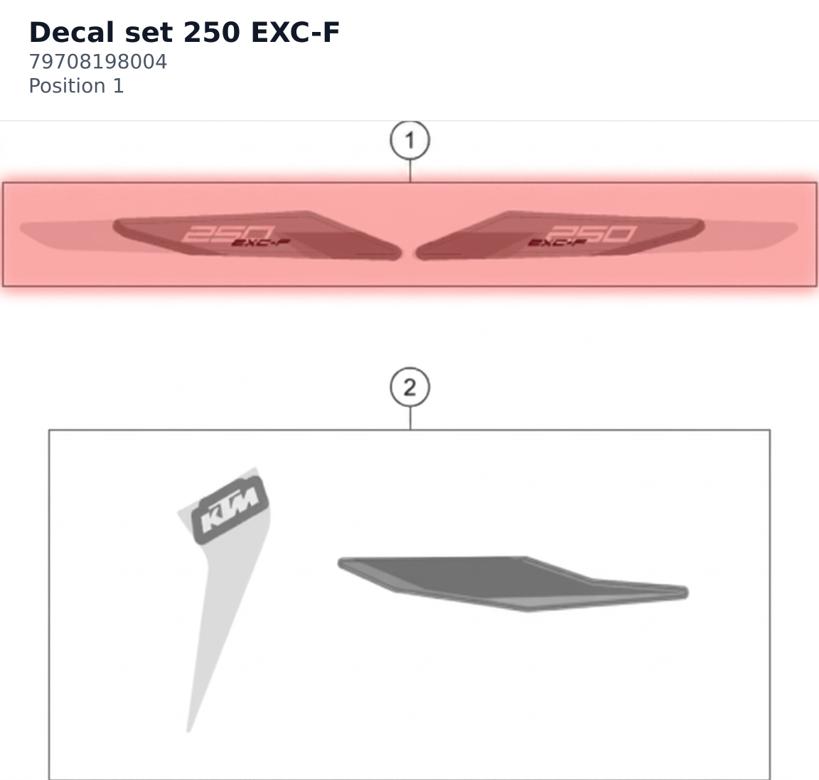 Diagram preview: Decal set 250 EXC-F (79708198004)