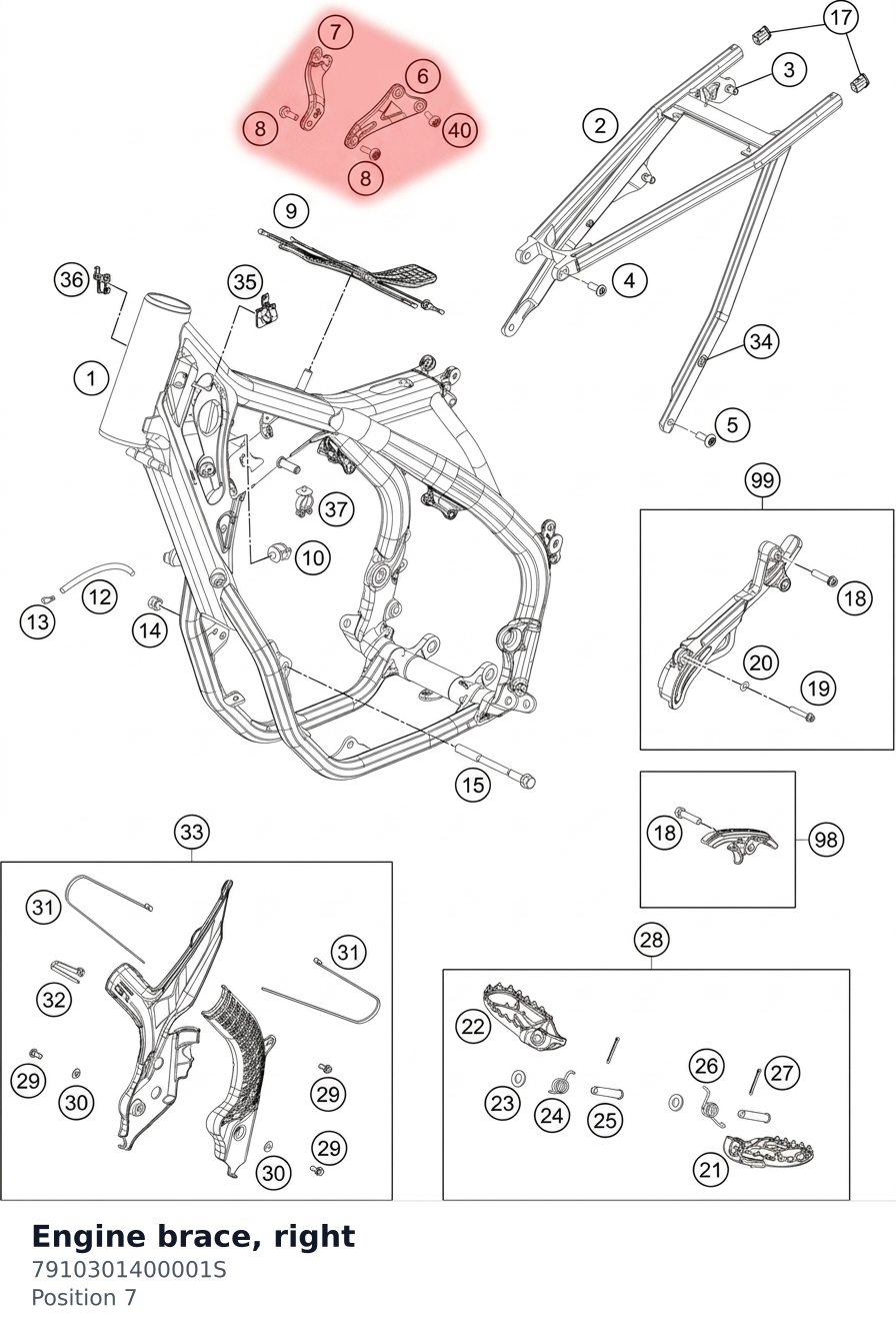 Diagram preview: Engine brace, right (7910301400001S)