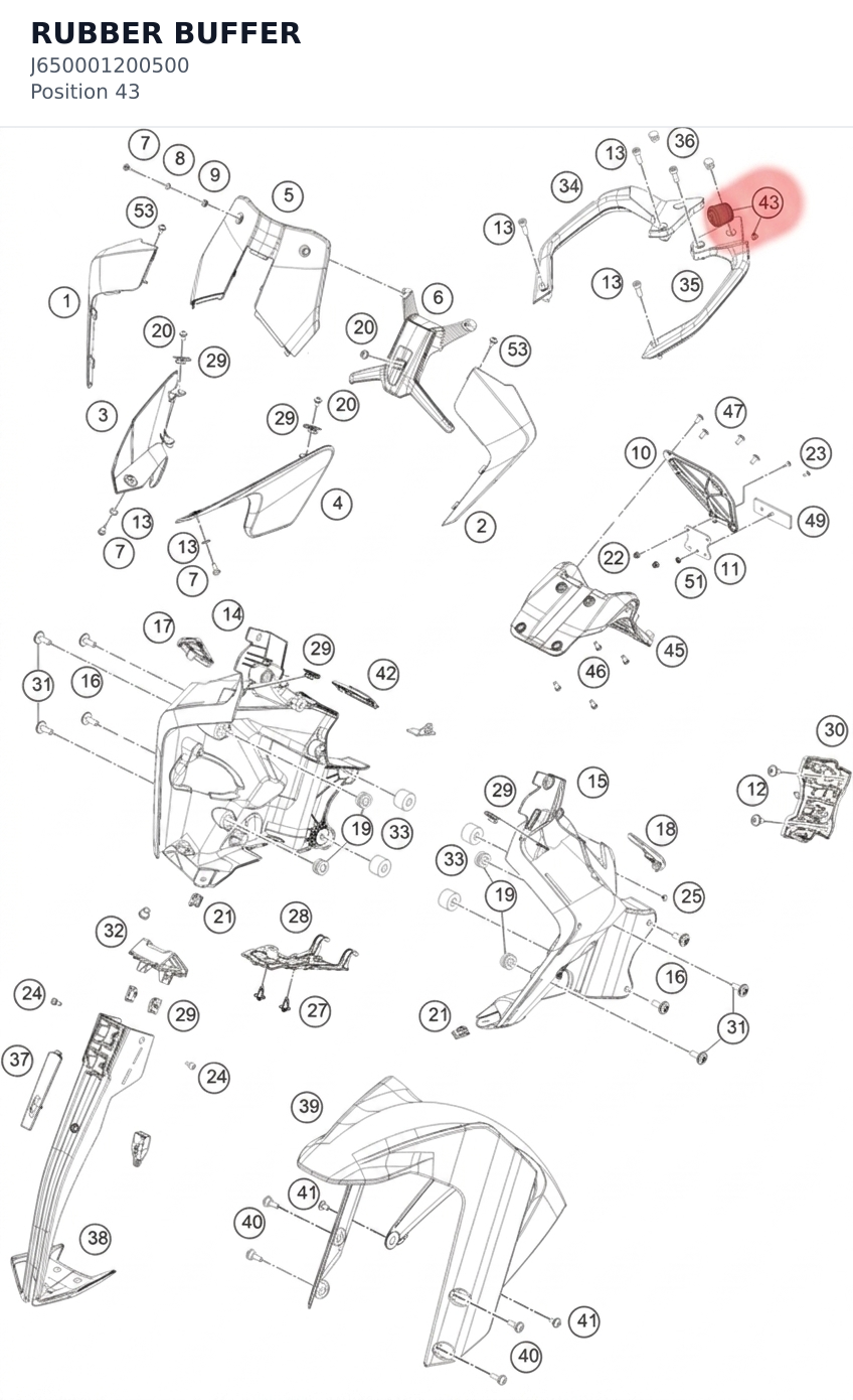 Diagram preview: RUBBER BUFFER (J650001200500)