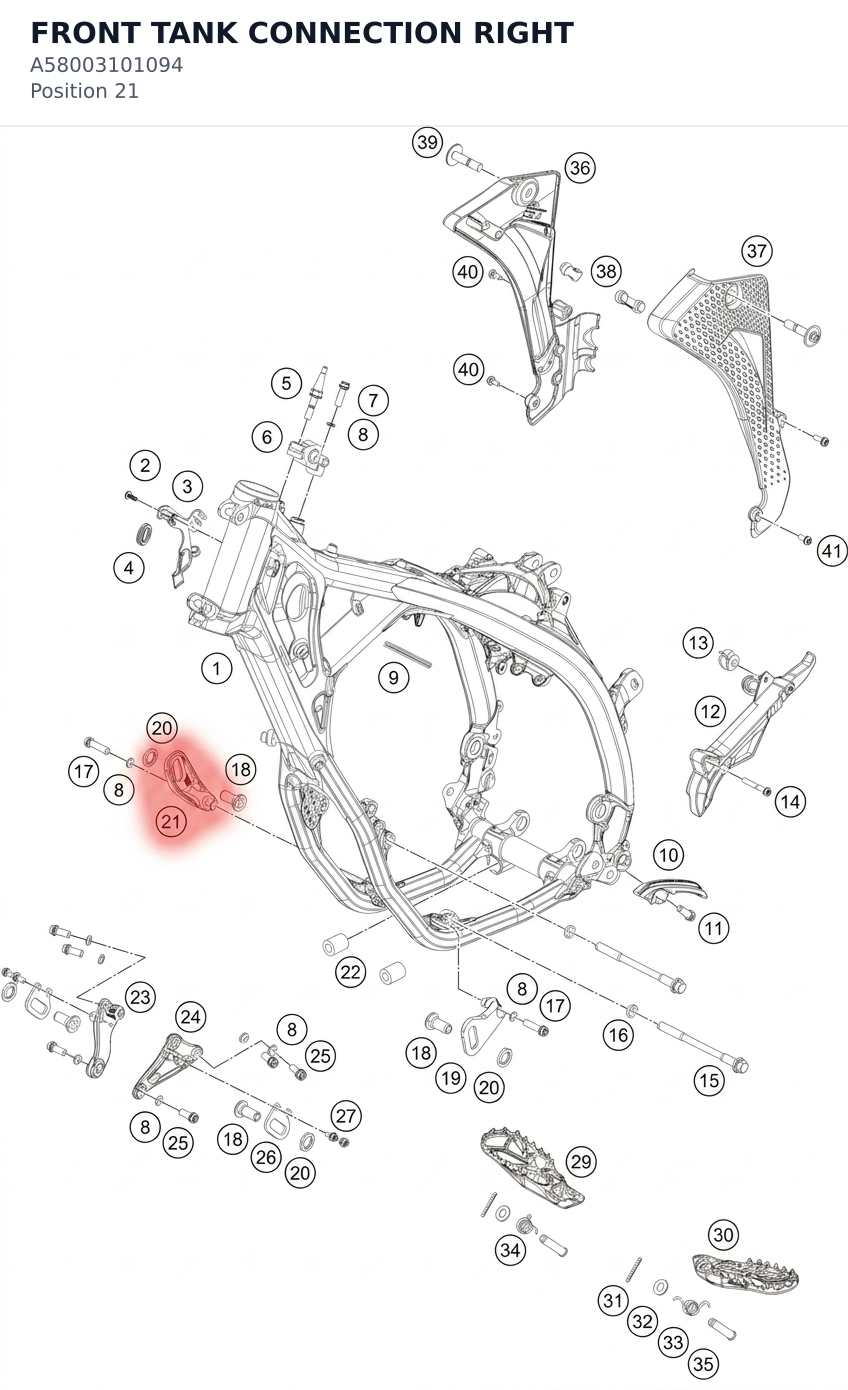 Diagram preview: FRONT TANK CONNECTION RIGHT (A58003101094)