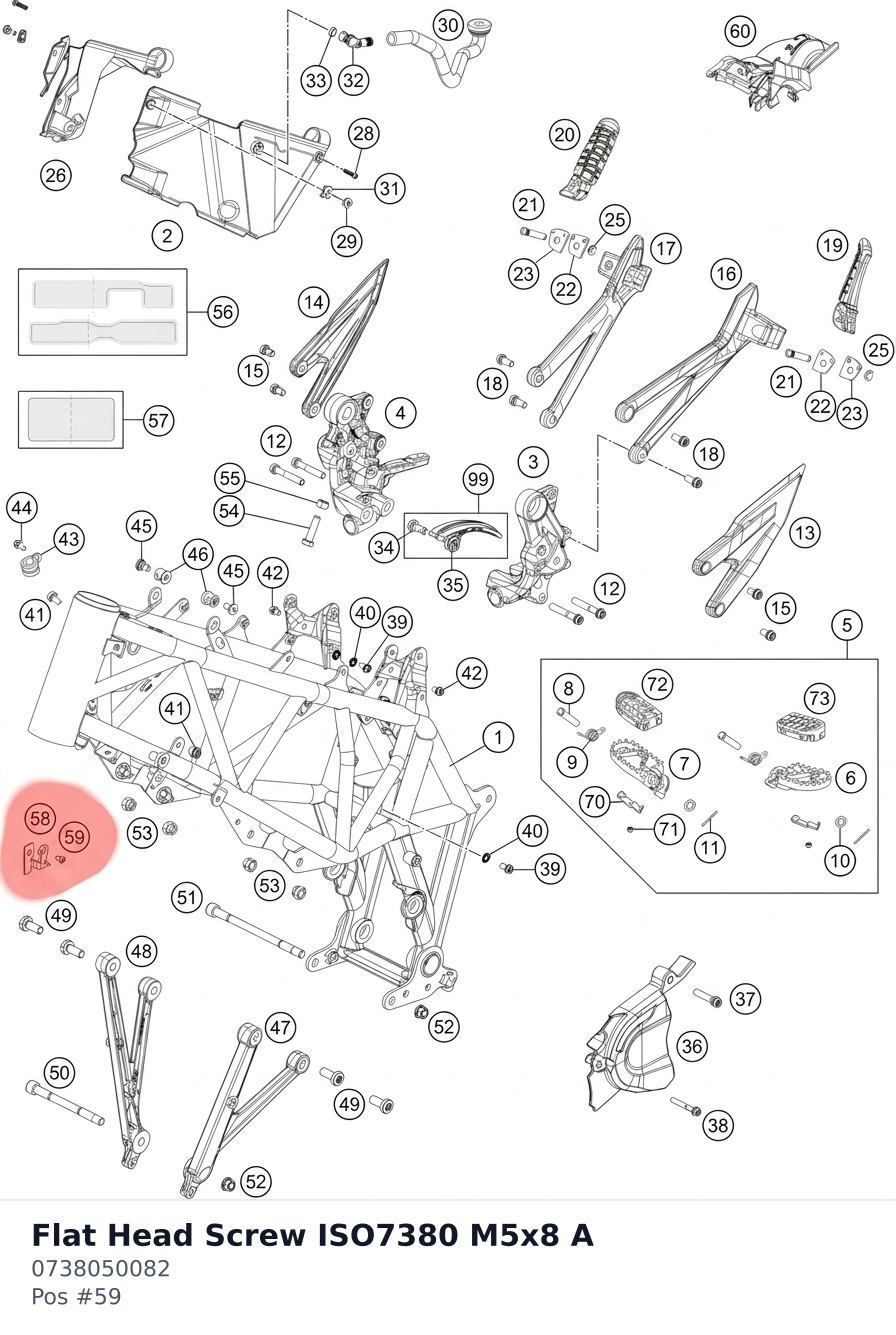 Diagram preview: Flat Head Screw ISO7380 M5x8 A (0738050082)