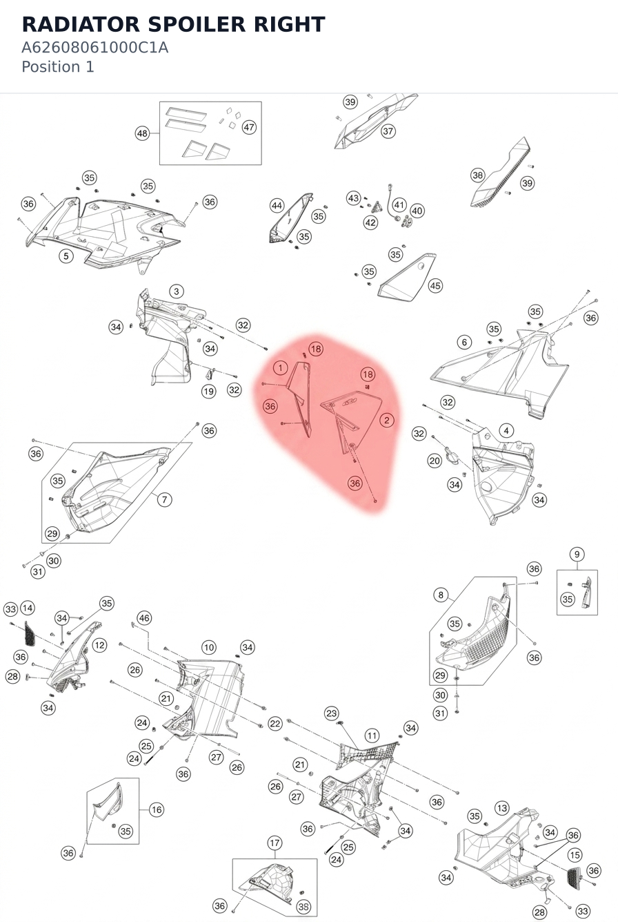 Diagram preview: RADIATOR SPOILER RIGHT (A62608061000C1A)