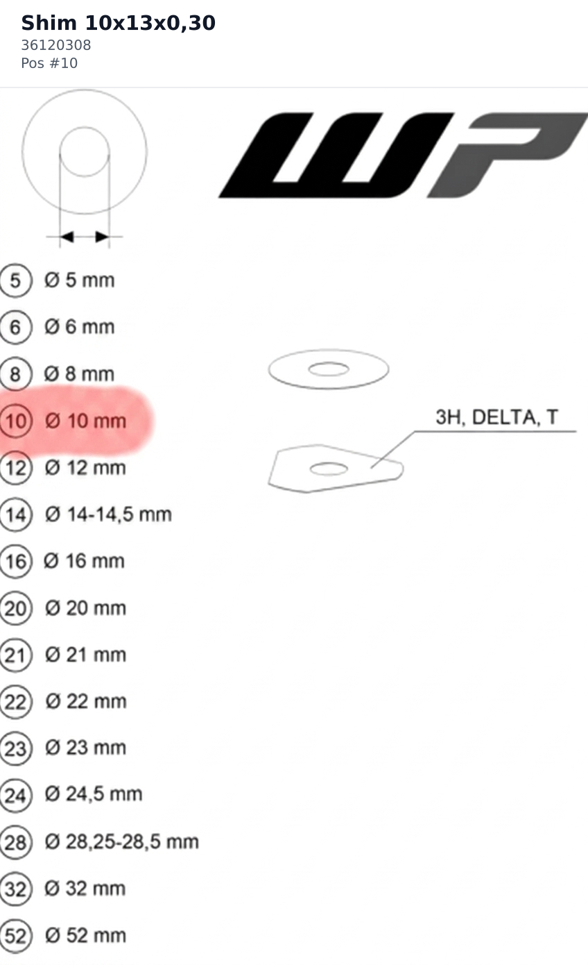 Diagram preview: Shim 10x13x0,30 (36120308)