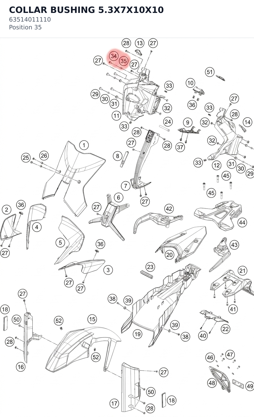 Diagram preview: COLLAR BUSHING 5.3X7X10X10 (63514011110)