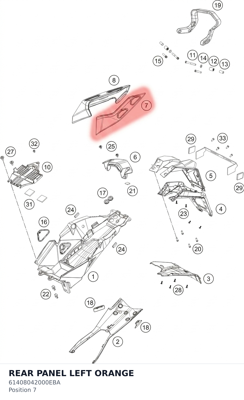 Diagram preview: REAR PANEL LEFT ORANGE (61408042000EBA)
