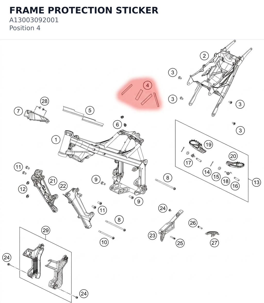 Diagram preview: FRAME PROTECTION STICKER (A13003092001)