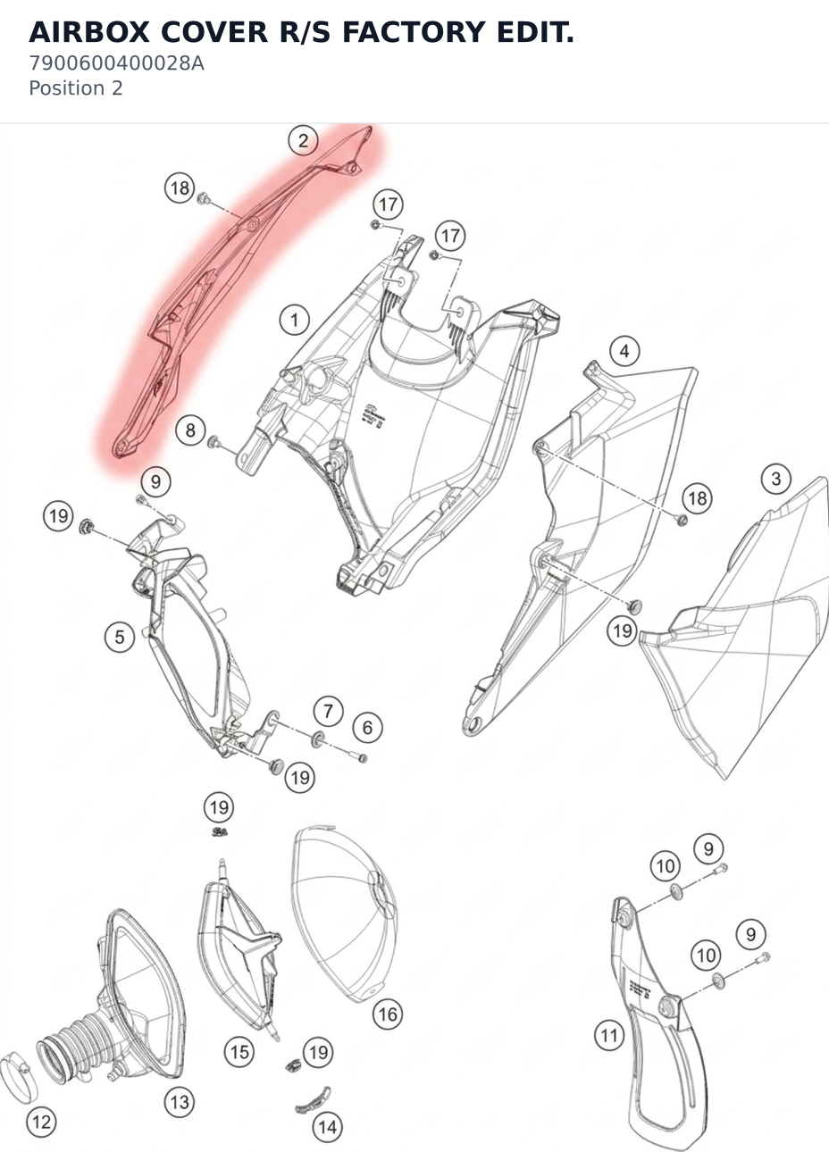 Diagram preview: AIRBOX COVER R/S FACTORY EDIT. (7900600400028A)