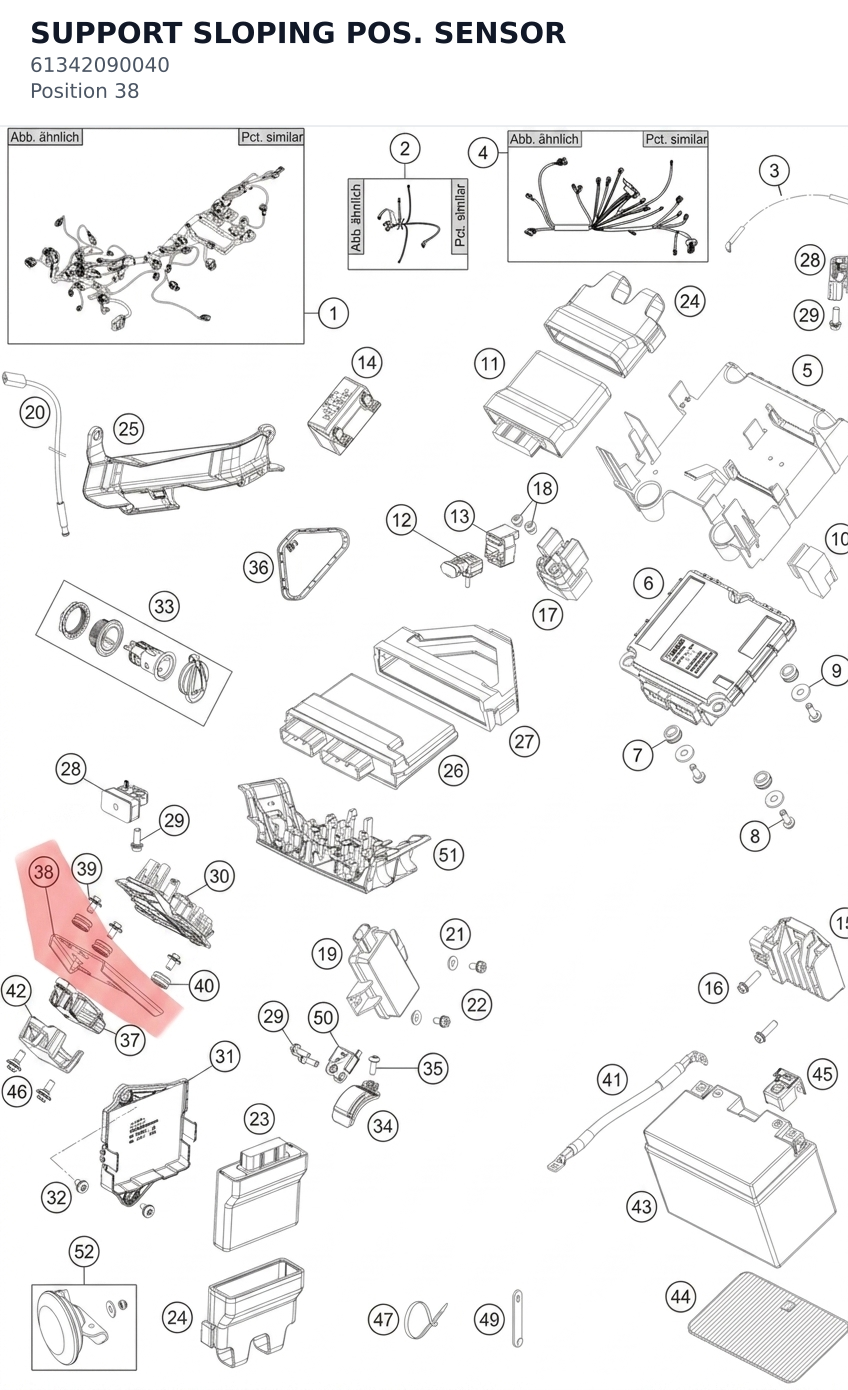 Diagram preview: SUPPORT SLOPING POS. SENSOR (61342090040)