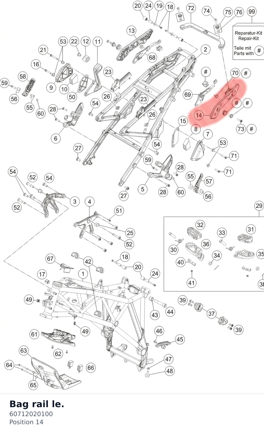 Diagram preview: Bag rail le. (60712020100)