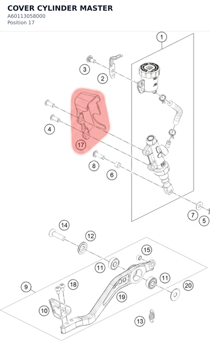 Diagram preview: COVER CYLINDER MASTER (A60113058000)