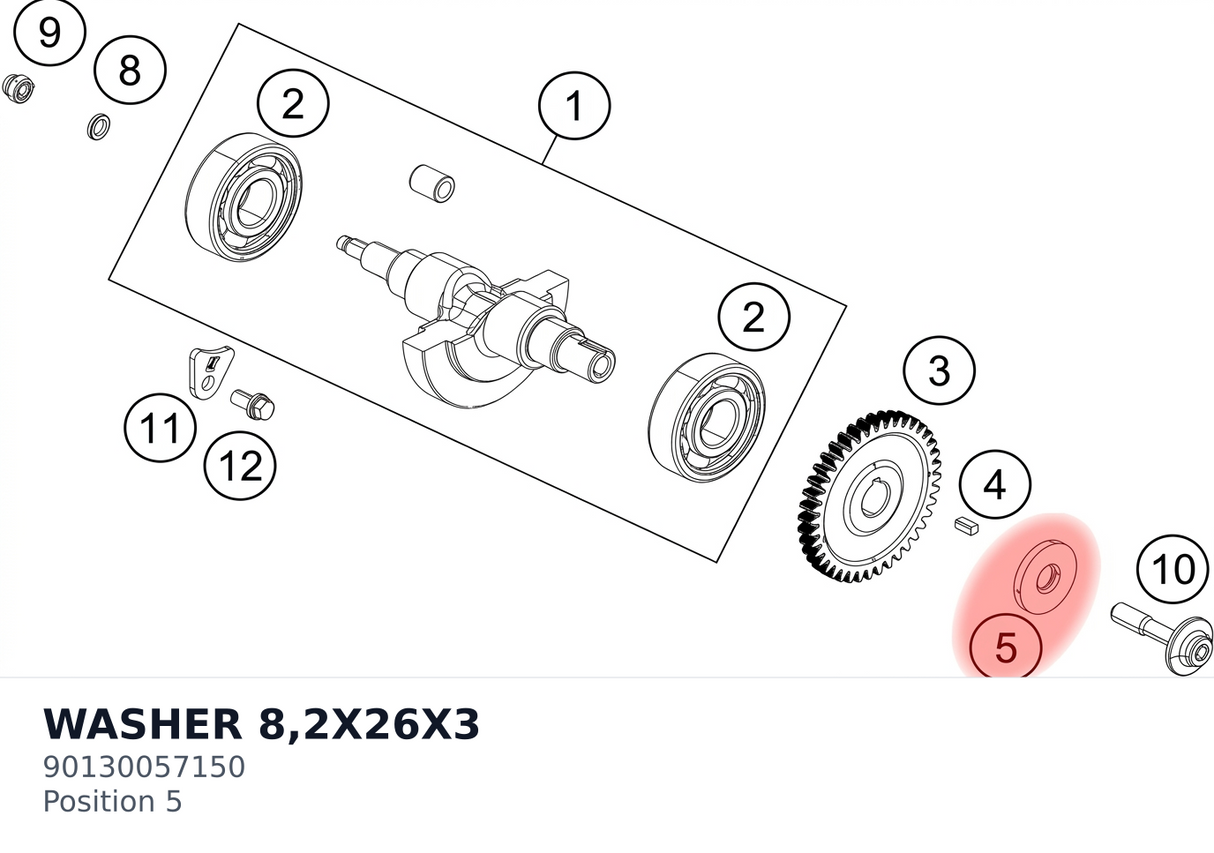 Diagram preview: WASHER 8,2X26X3 (90130057150)