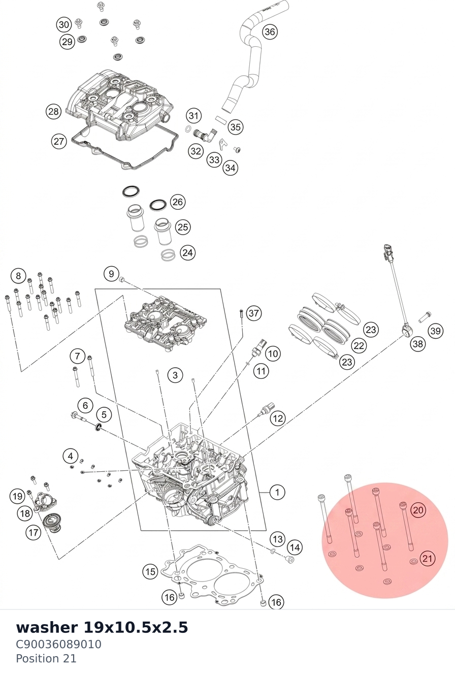 Diagram preview: washer 19x10.5x2.5 (C90036089010)