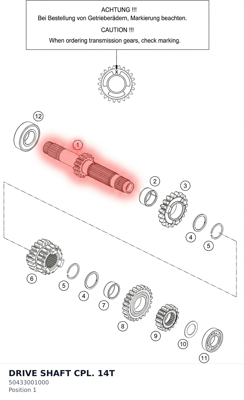 Diagram preview: DRIVE SHAFT CPL. 14T (50433001000)