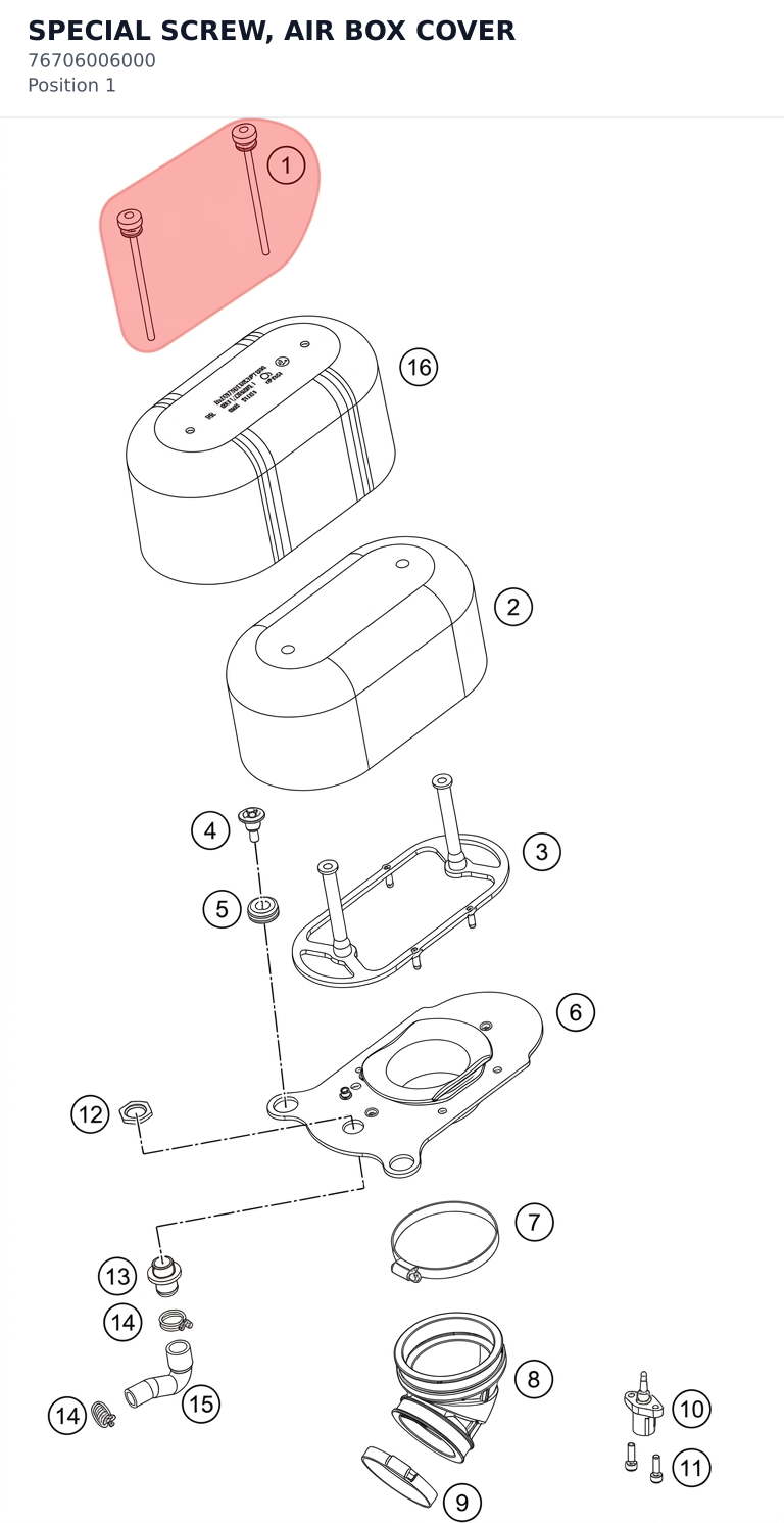 Diagram preview: SPECIAL SCREW, AIR BOX COVER (76706006000)