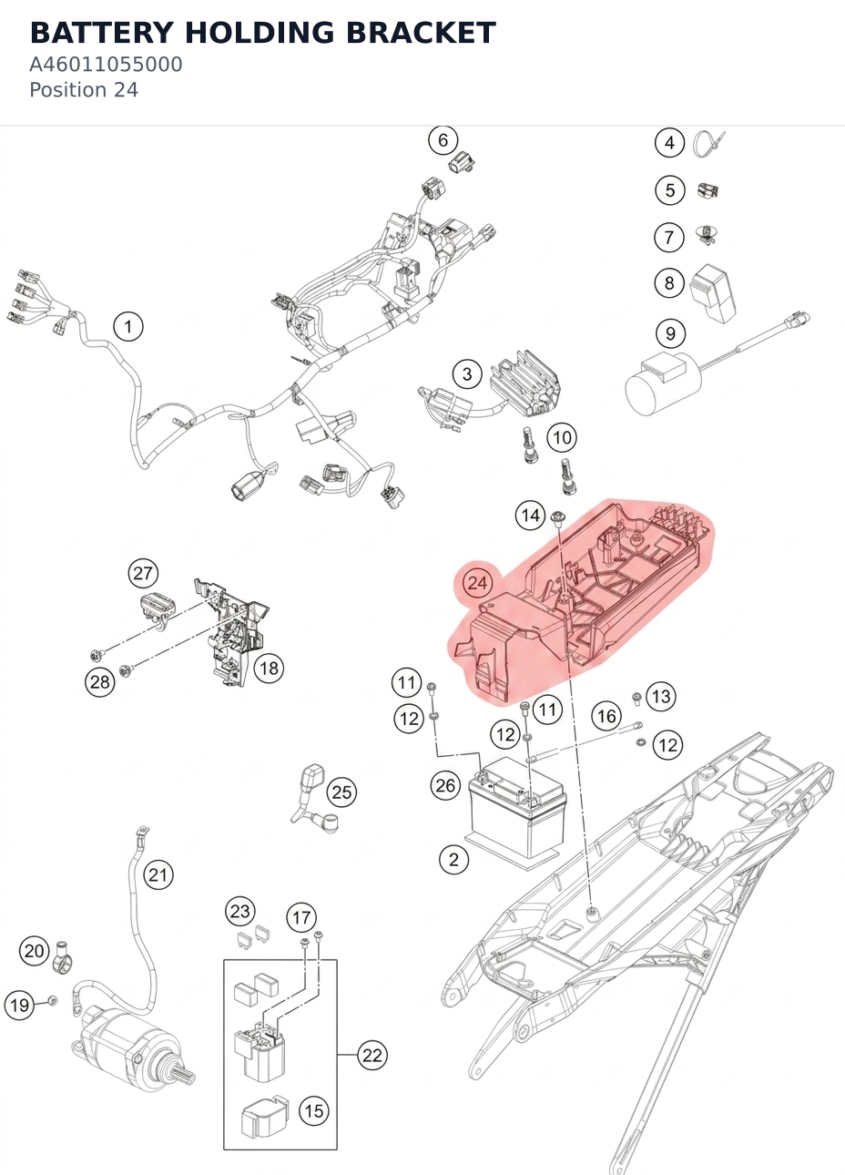 Diagram preview: BATTERY HOLDING BRACKET (A46011055000)