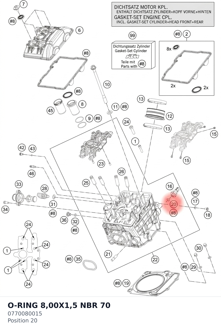 Diagram preview: O-RING 8,00X1,5 NBR 70 (0770080015)