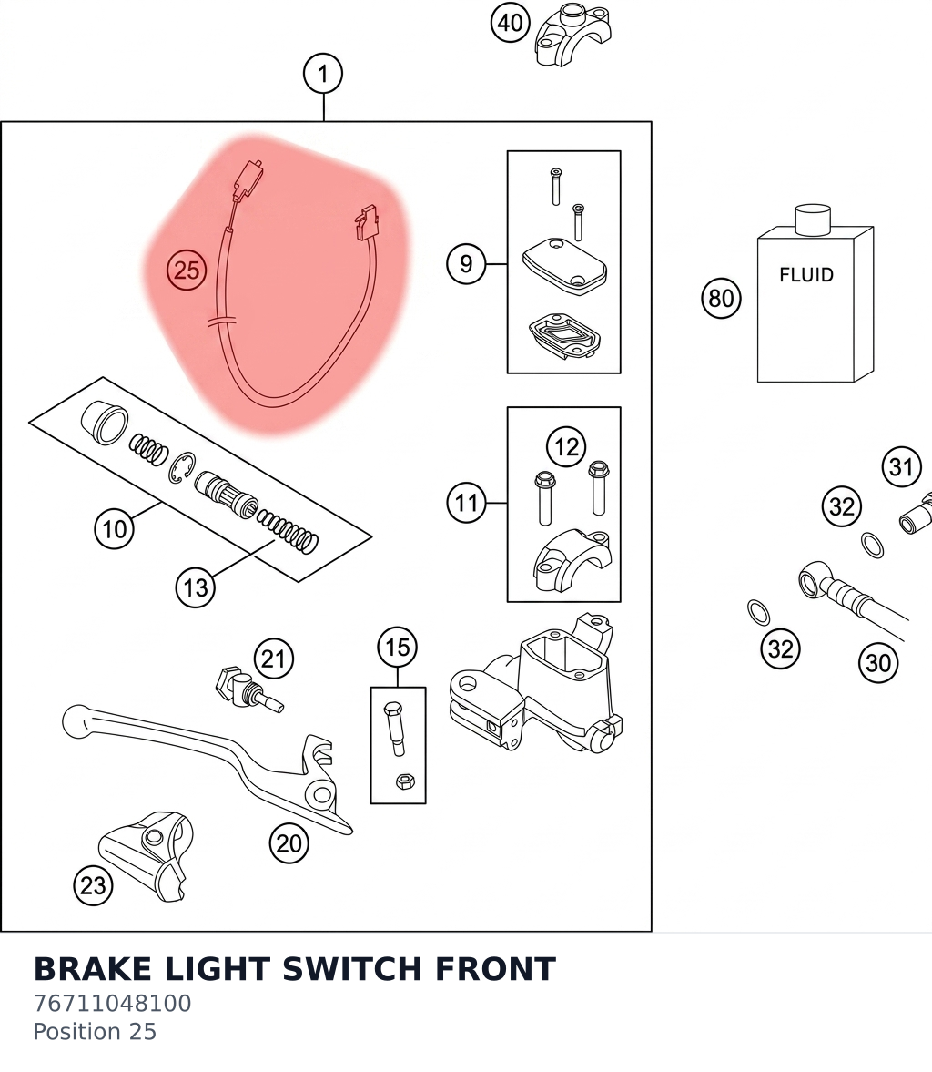 Diagram preview: BRAKE LIGHT SWITCH FRONT (76711048100)