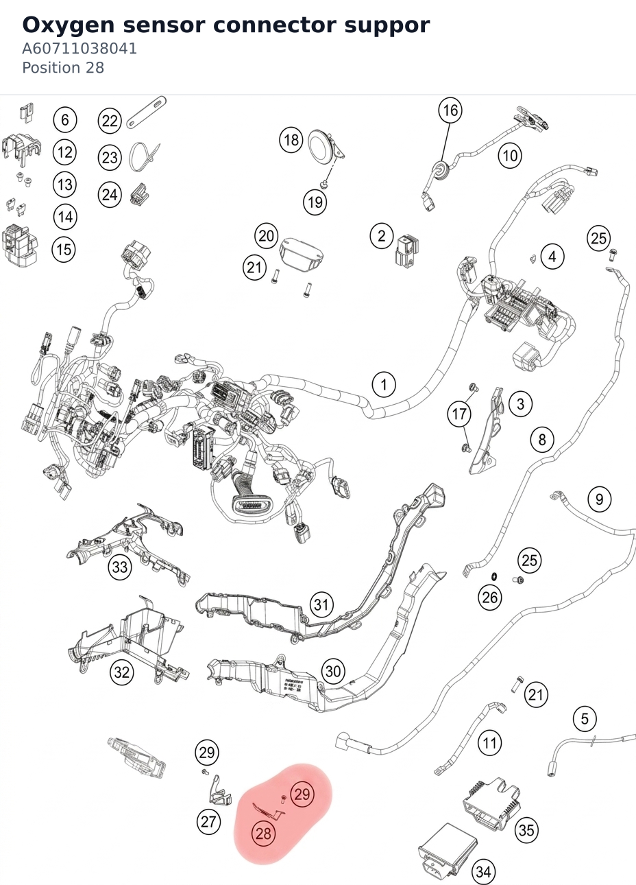 Diagram preview: Oxygen sensor connector suppor (A60711038041)