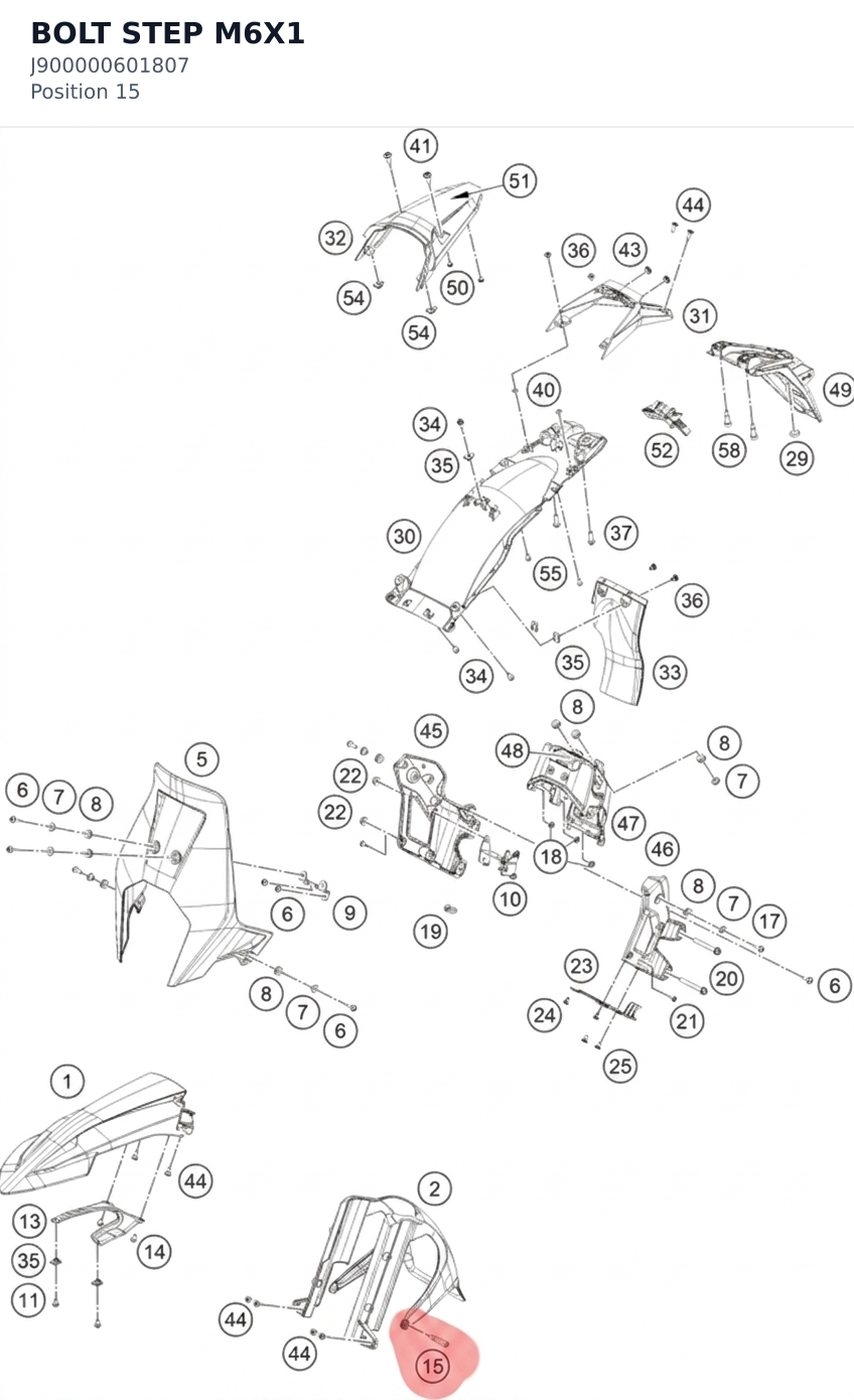 Diagram preview: BOLT STEP M6X1 (J900000601807)