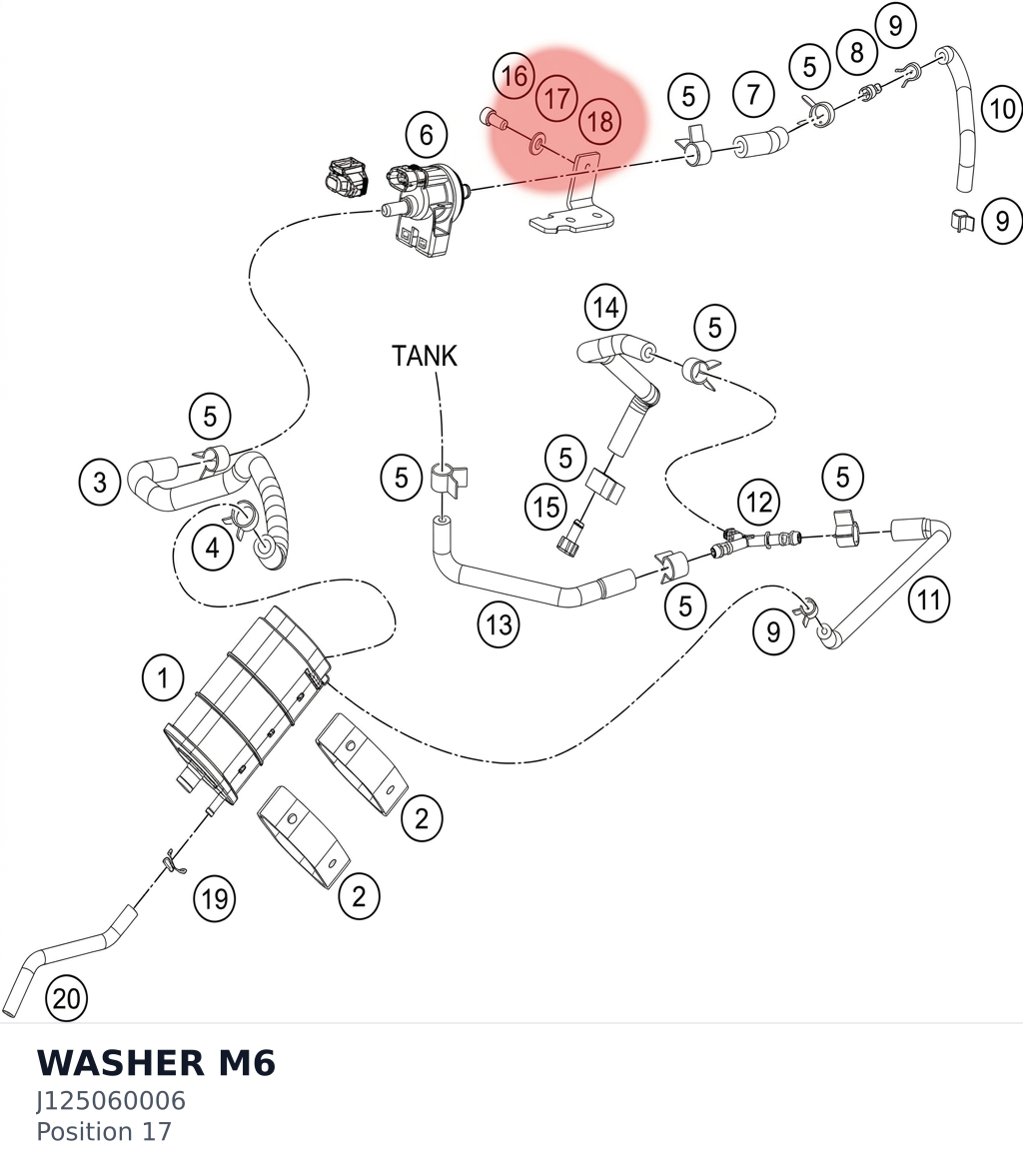 Diagram preview: WASHER M6 (J125060006)