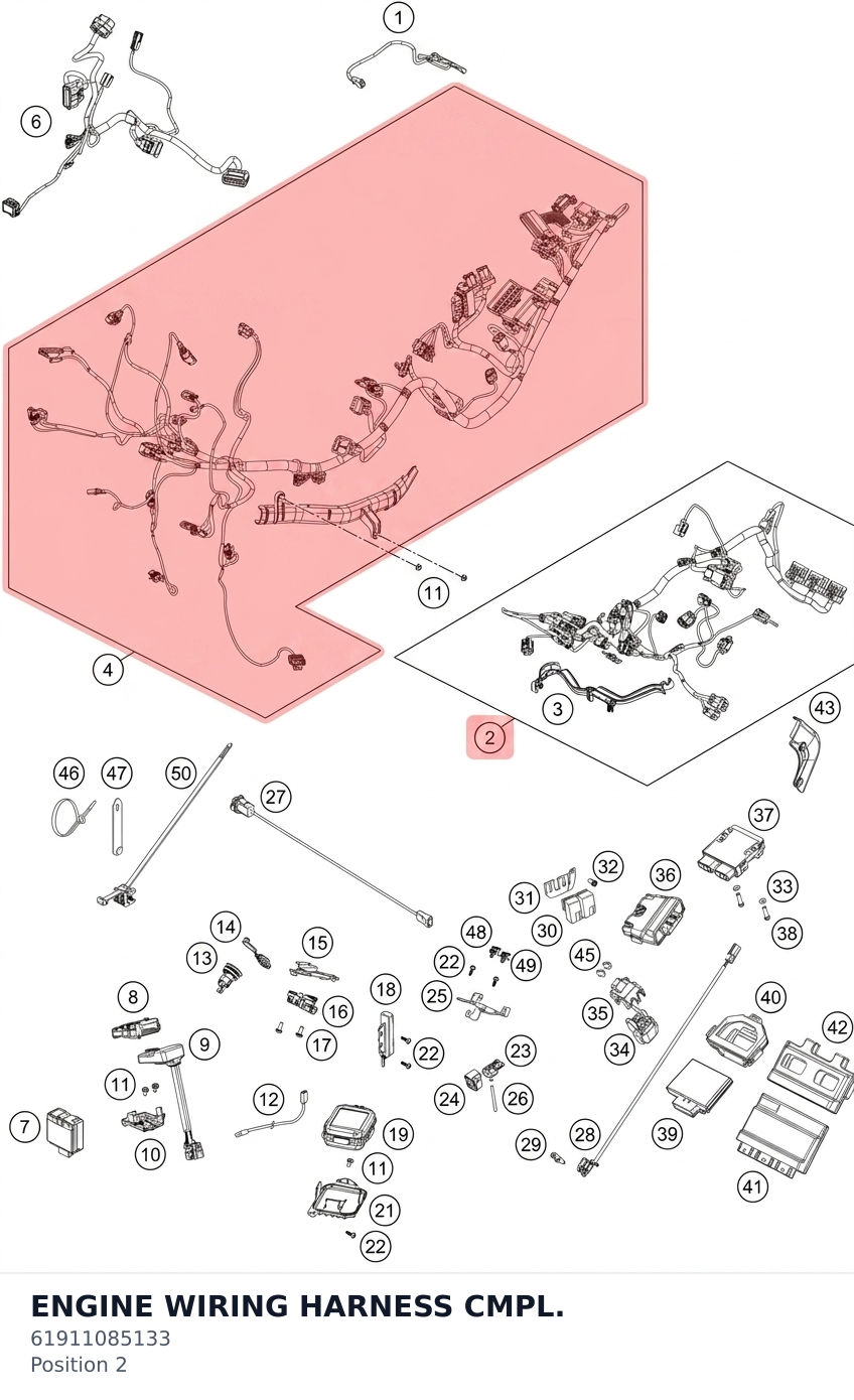 Diagram preview: ENGINE WIRING HARNESS CMPL. (61911085133)