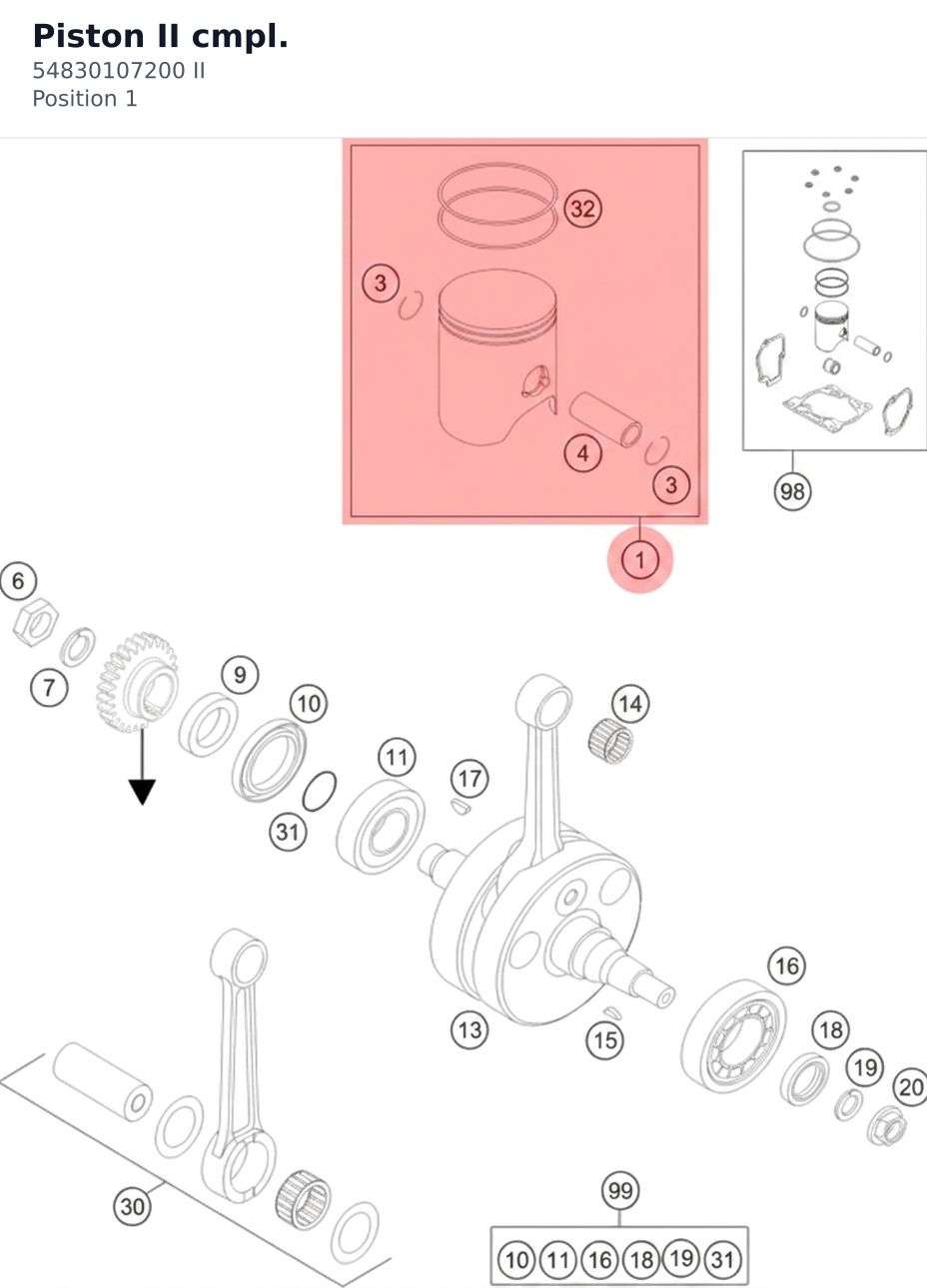 Diagram preview: Piston II cmpl. (54830107200 II)